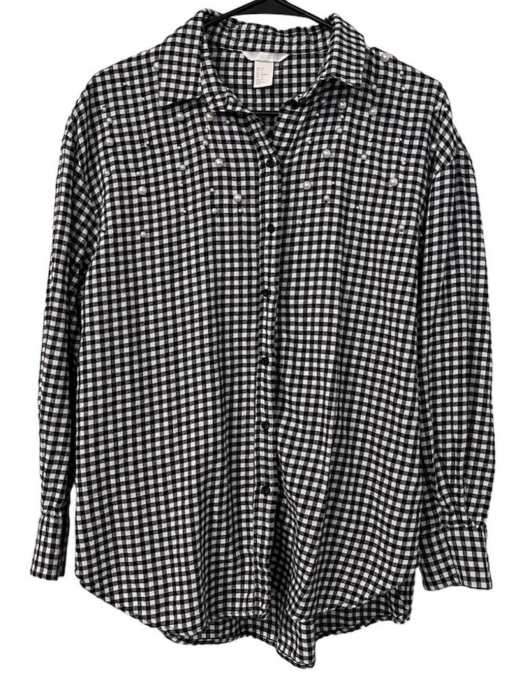 H&M Black and White Gingham Button-Down Shirt